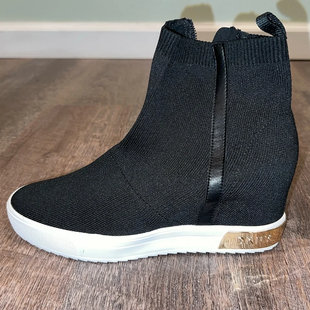 DKNY Black CALI Wedge Sneakers - New - Picture 3 of 9